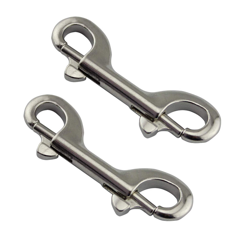 2-Pack 316 Stainless Steel Double Ended Bolt Snap Hook 4'' Double End Bolt Snaps Hooks Scuba Diving Clips Marine Grade for Water Bucket/Dog Leash/Pet Feed Bucket & Hammock/Horse Tack and More