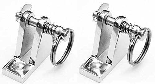 Marine Part Depot Two Stainless Steel Top Bimini Deck Hinges with Pin and Ring