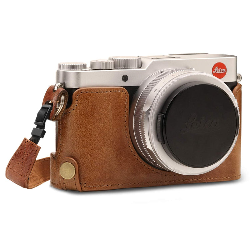 MegaGear Ever Ready Genuine Leather Camera Half Case Compatible with Leica D-Lux 7 Brown