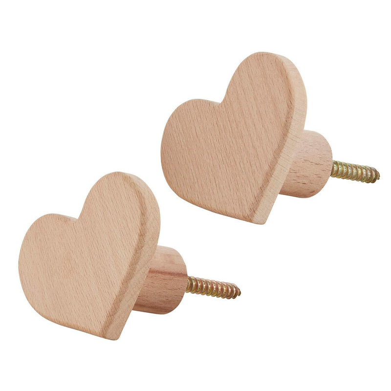 Stephan Baby Stephan Baby Beechwood Wall Hooks Available in 3 Shapes, Hearts, Pack of 2