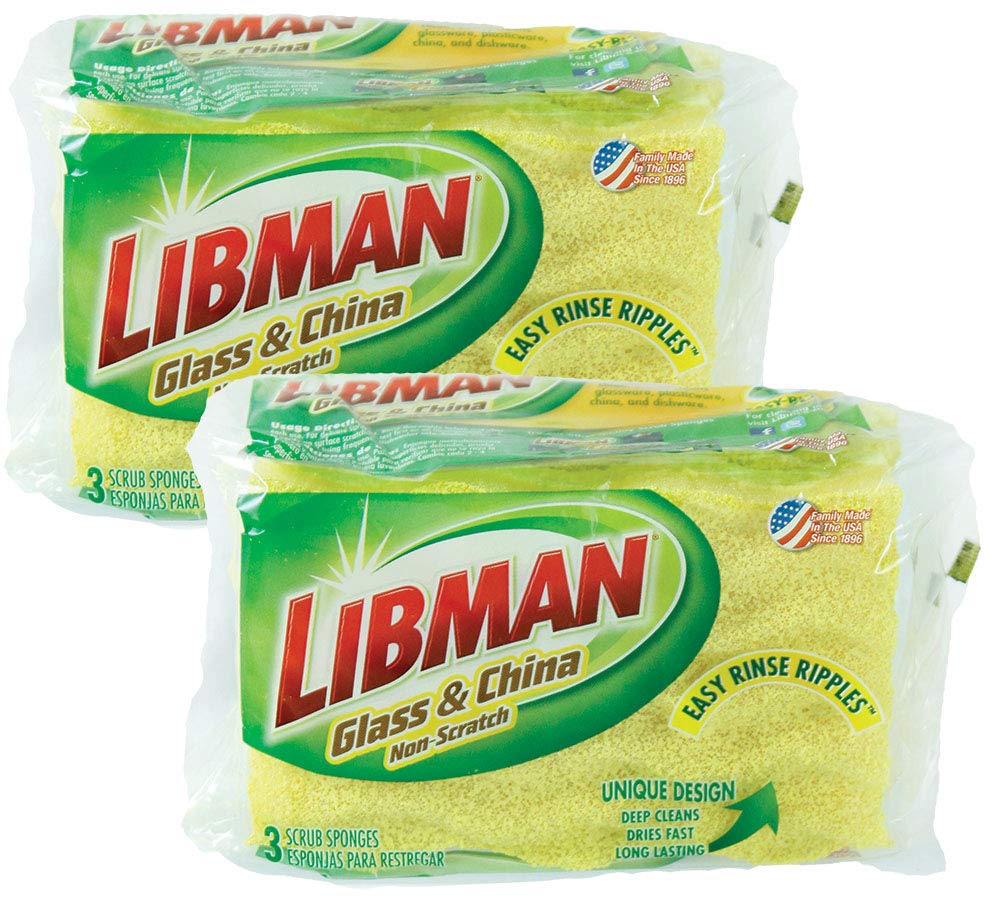 Libman 2 Pack of 1075 China and Glass Sponges 6 Sponges Total