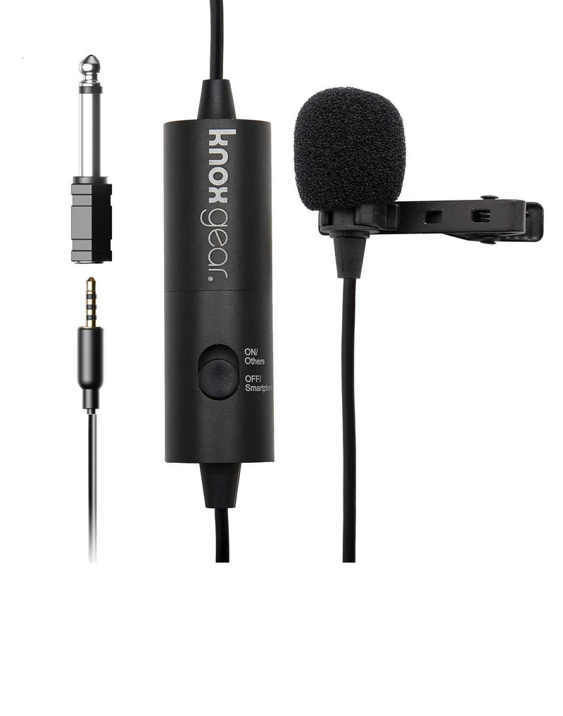 [AUSTRALIA] - Knox Clip-On Lavalier Microphone – Professional Hands Free Body Lapel Mic for Recording and Live Audio – 3.55mm Jack with 1/4” Adapter – Fits DSLR and Video Cameras, Phones, Computers 