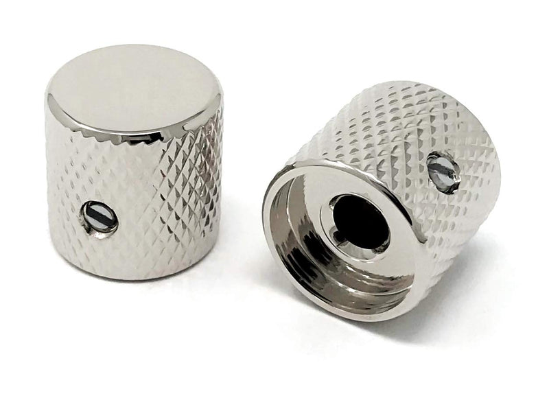 Vintage Forge Nickel Flat-Top Barrel Knobs for Fender Telecaster Guitar and Precision P-Bass (Set of 2) 1/4 Inch Solid Shaft BK30US-NKL