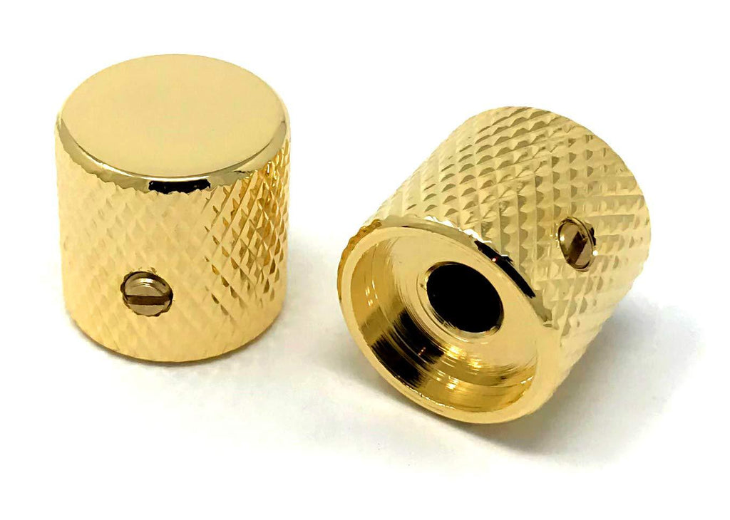 Vintage Forge Gold Flat-Top Barrel Knobs for Fender Telecaster Guitar and Precision P-Bass (Set of 2) 1/4 Inch Solid Shaft BK30US-GLD