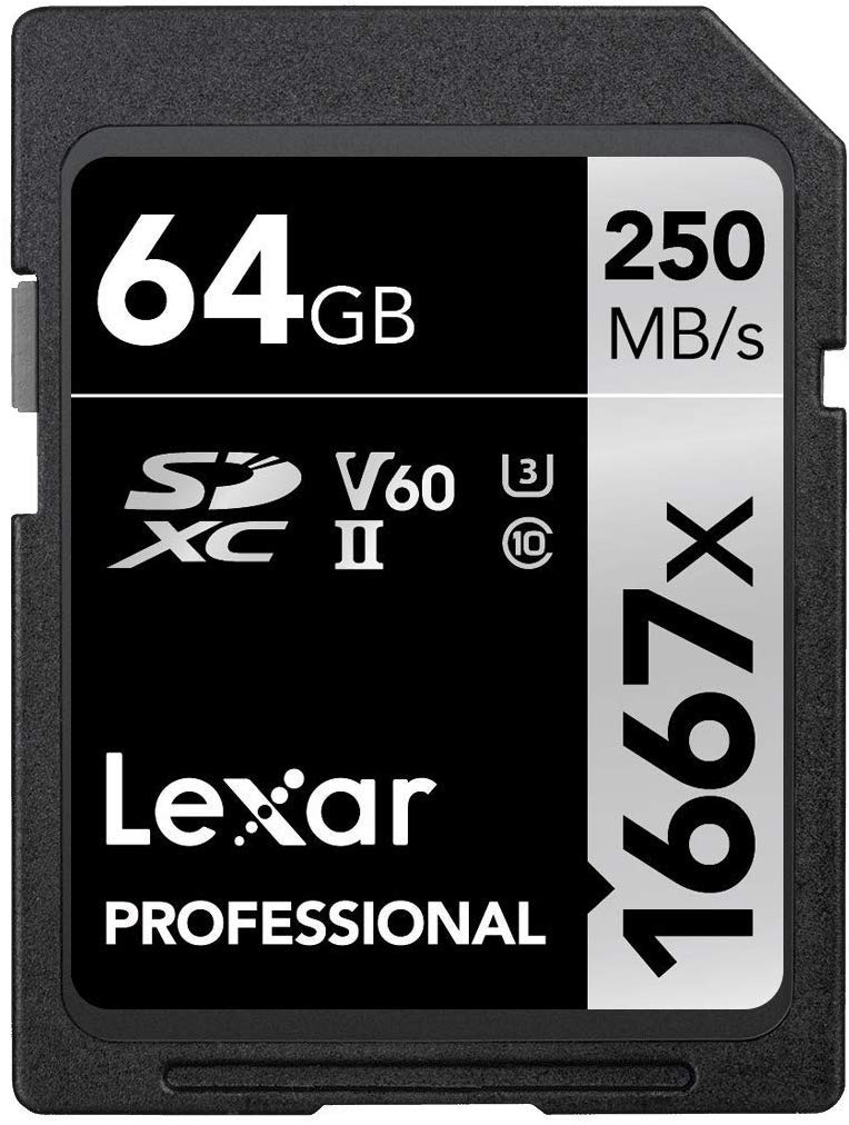 Lexar Professional 1667x 64GB SDXC UHS-II Card, Up To 250MB/s Read, for Professional Photographer, Videographer, Enthusiast (LSD64GCBNA1667) Single