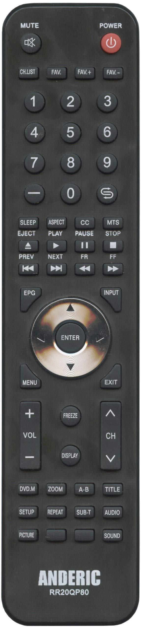 Anderic RCA/Proscan RE20QP80 TV/DVD Replacement Remote for RE20QP06 RE20QP08 RE20QP13 RE20QP14 RE20QP00 RE20QP18 CSTRE20QP18 RE20QP56 RE20QP05 RE20QP11 RE20QP28 RE20QP29 RE20QP80 RE20QP83