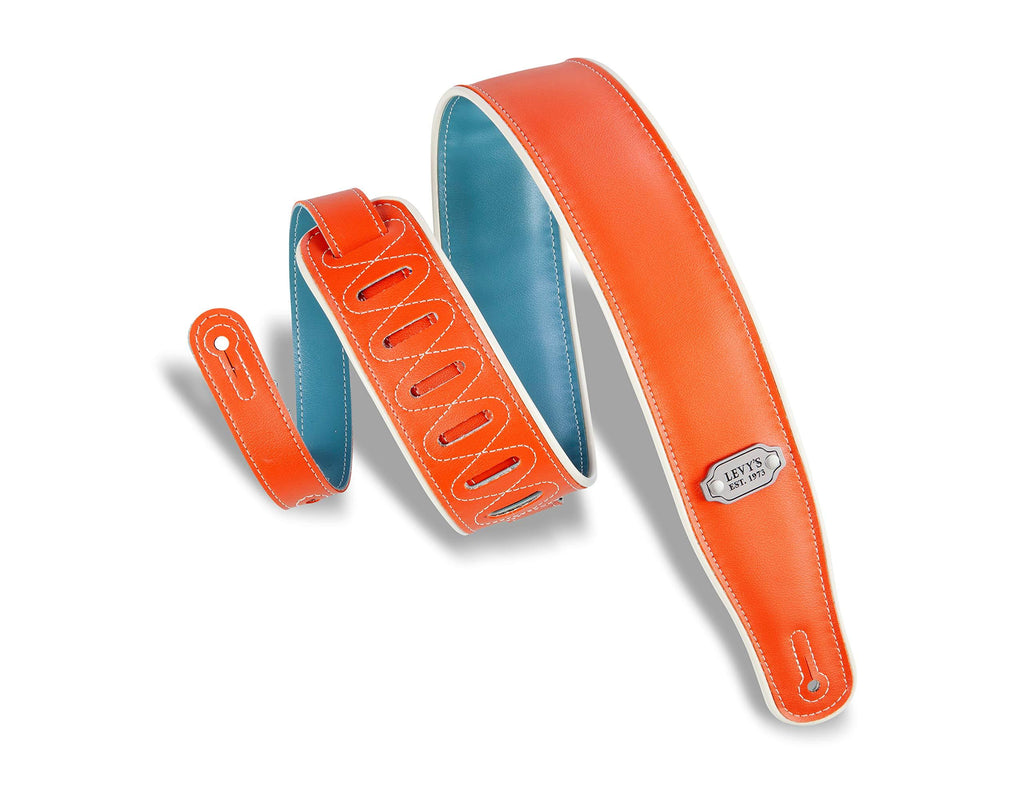 Levy's Leathers 2.75" Vinyl Guitar Strap Reversible Vinyl Design; Orange, Teal, and Cream (M26VCP-ORG_TEL) Orange, Teal, Cream