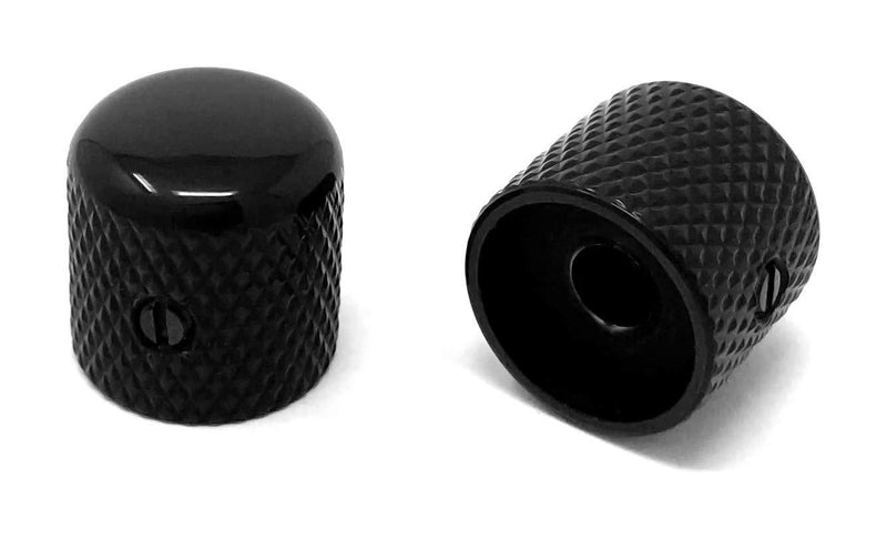 Vintage Forge Black Metal Dome Knobs for Fender Telecaster Guitar and Precision P-Bass (Set of 2) 1/4 Inch Solid Shaft DK50US-BLK