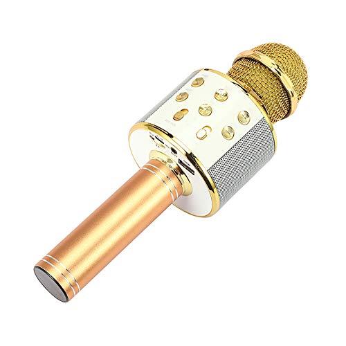 [AUSTRALIA] - Wireless Karaoke Microphone, Portable Bluetooth Microphone Speaker Player, Handheld Mic for iPhone Android, Singing Recording Interviews & Kids Home KTV Party (Gold) Gold 