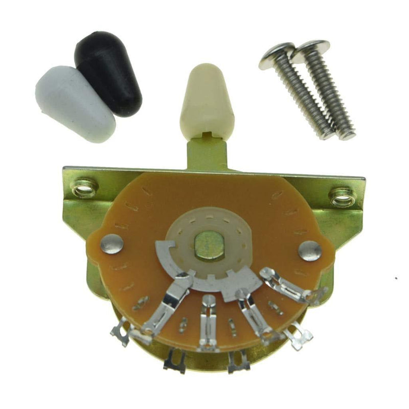 KAISH Guitar 5-Way Pickup Selector Switch Pickup Switch with Black/Ivory/White Tips and Mounting Screws for Strat