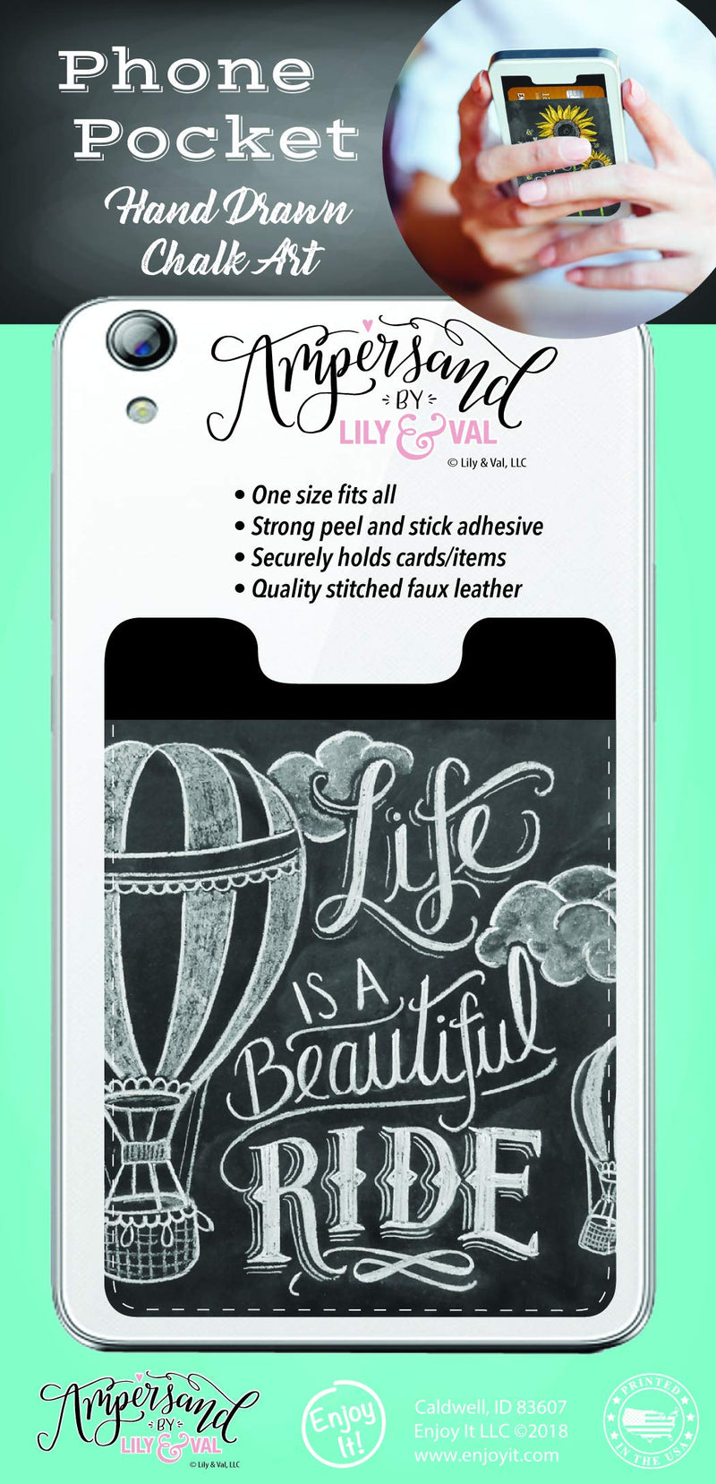 [AUSTRALIA] - Enjoy It Ampersand Beautiful Ride Phone Pocket - Peel and Stick Phone Wallet Credit Card Holder for Smartphones Enjoy It Ampersand Beautiful Ride Phone Pocket 