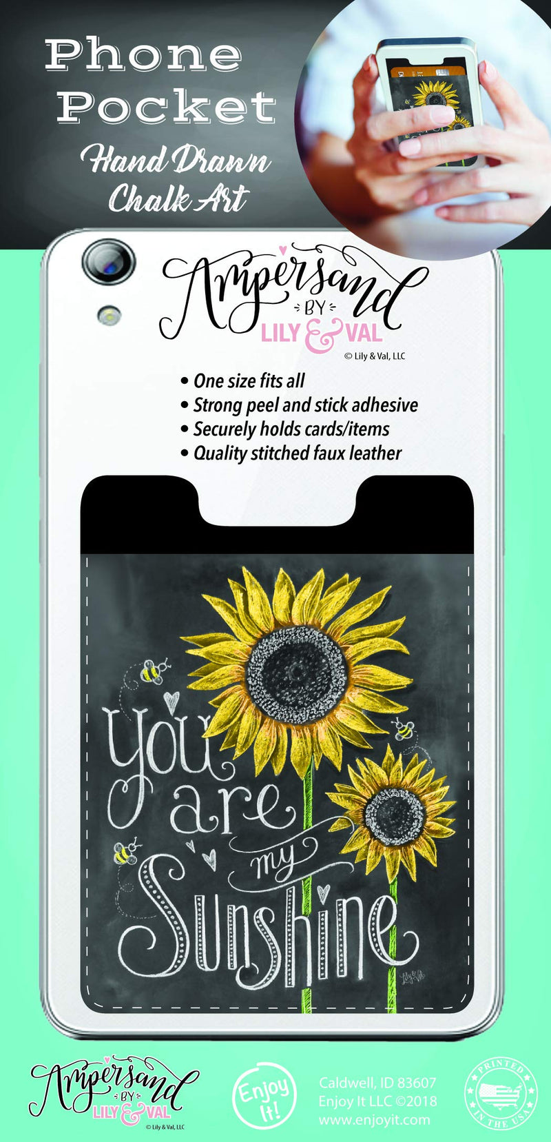 [AUSTRALIA] - Enjoy It Ampersand My Sunshine Phone Pocket - Peel and Stick Phone Wallet Credit Card Holder for Smartphones Enjoy It Ampersand My Sunshine Phone Pocket 
