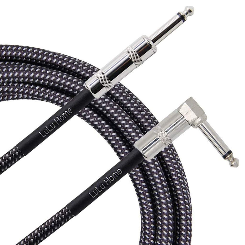[AUSTRALIA] - Lulu Home Guitar Cable, Professional Instrument Cable, Straight 1/4" TS to Right Angle 1/4" TS for Electric Guitar, Bass, Pro Audio (10 FT, Gray) 10 FT 