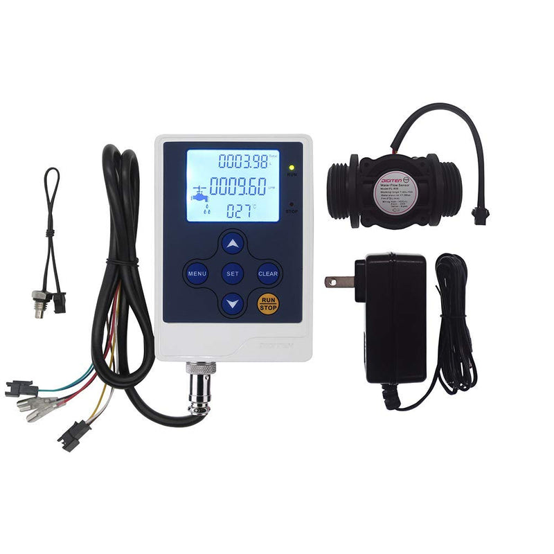 [AUSTRALIA] - DIGITEN LCD Display Water Flow Control Meter Liquid Quantitative Controller + G1" Water Flow Hall Effect Sensor Flow Meter Flowmeter Counter 1-60L/min + DC 12V Power Adapter 