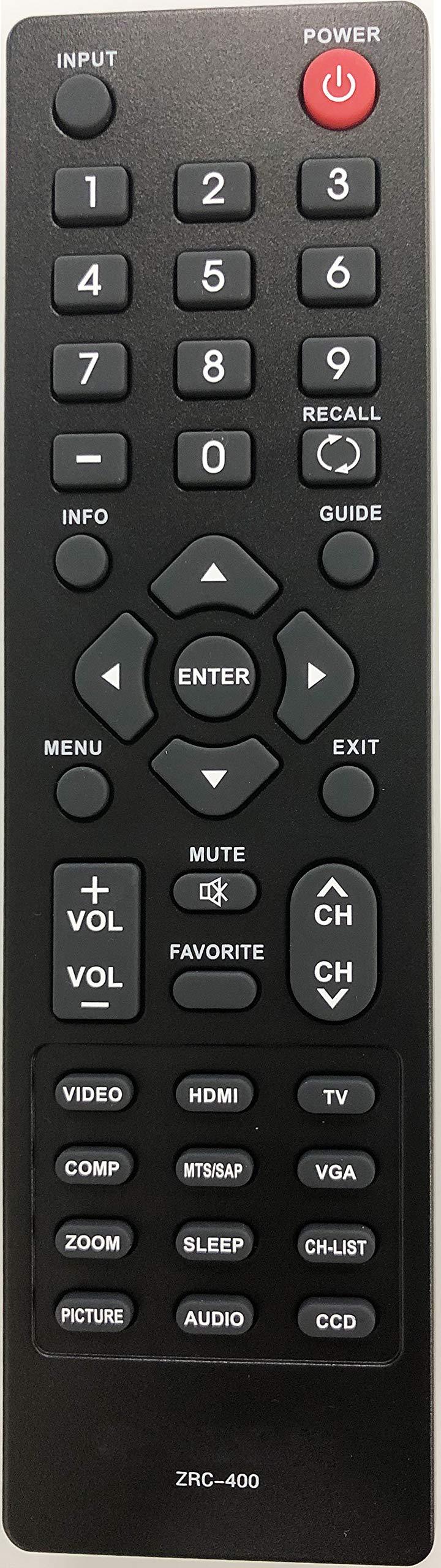 ZRC-400 Remote Control for DYNEX LCD TV DX-­37L200A12A DX-40L130A11 DX-40L150A11 DX-­40L261A12 DX-­42E250A12 DX-46L150A11 DX-46L260A12 DX-­46L261A12 DX-­46L262A12 DX-­46L262A12A