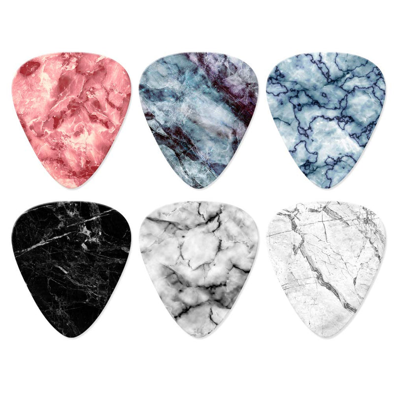 WIRESTER Guitar Picks 6Pcs Set for Guitar Bass, Acoustic and Electric Guitar - Marble