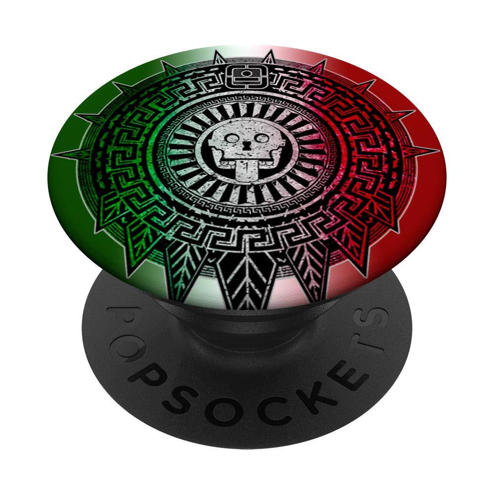 Mexican Flag Aztec Death - Sun Stone Calendar Dia de Muertos Black