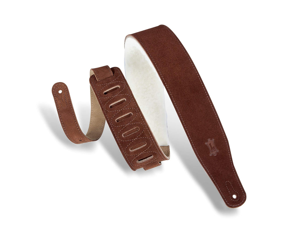 Levy's Leathers Suede Guitar Strap with Sheepskin Padding; Brown (MS26SS-BRN)