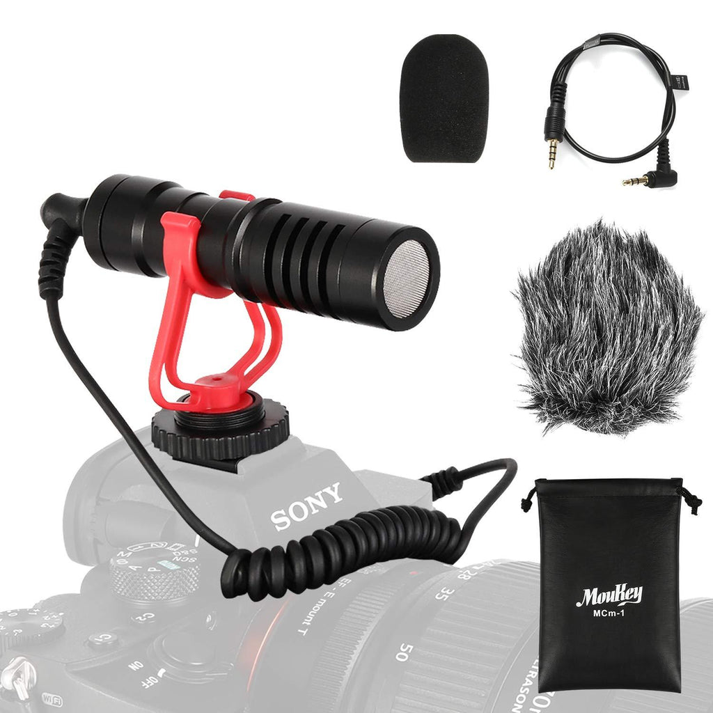 Moukey MCM-1 DSLR Camera Microphone, External Video Mic Shotgun for Phone, Smartphone, Vlogging, Canon/Nikon/Sony Camera