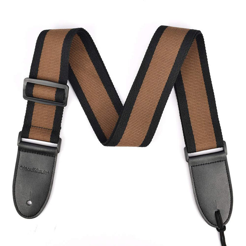CLOUDMUSIC Cotton Guitar Strap For Acoustic Guitar Electric Bass Classic Cotton Country Style (Brown) Brown Cotton