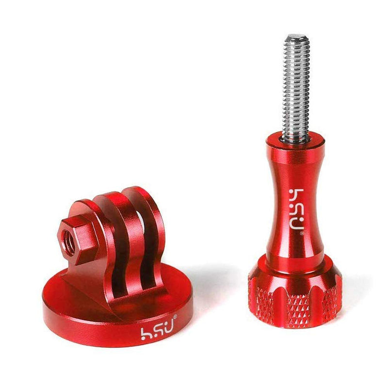 HSU Aluminum Alloy Metal GoPro Tripod/Monopod Mount with Aluminum Thumbscrew for GoPro Hero 10, 9, 8, 7, 6, 5, 4, 3+, 3, 2, 1 HD, AKASO Campark and Other Action Cameras (Red) Monopod Mount + Thumbscrew (Red)