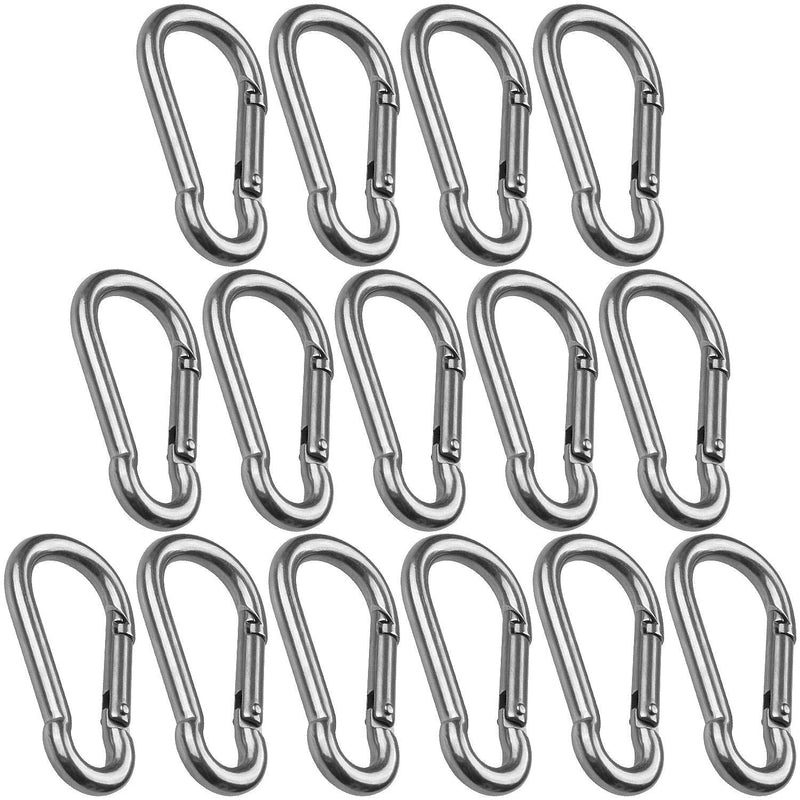 CBTOEN Set of 15 Spring Snap Hook Stainless Steel Carabiner Clip Keychain 2.4 Inch Spring Ring Hook for Home Outdoor Sports Camping