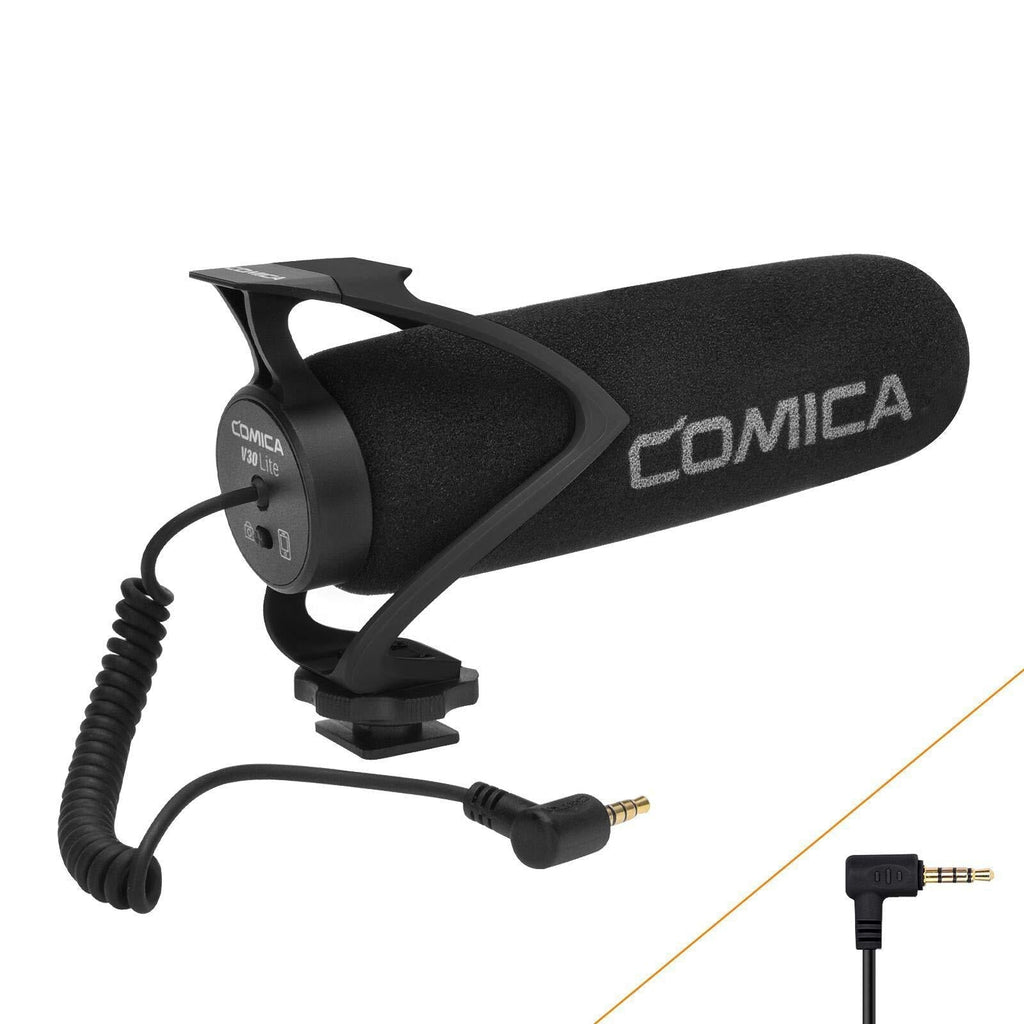 Comica CVM-V30 LITE B Universal Camera Microphone Directional Condenser Shotgun Video Microphone for Canon, Nikon, Fuji, Sony, Panasonic, Olympus DSLR Cameras, iPhone Android Smartphones etc.