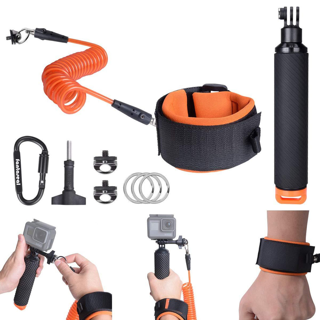 Waterproof Action Camera Floating Hand Grip + Steel-cored Anti-Loose Dive Wrist Strap Safety Tether for GoPro Accessories Sony Olympus Underwater Sports Motion Camcorder DivingSurfing Snorkeling