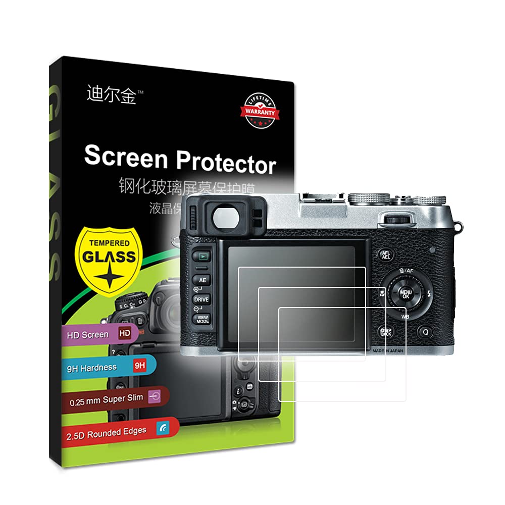 3-Pack Tempered Glass LCD Screen Protector Compatible with Fujifilm X100S X100 X20 X10 X-E1 Digital Camera