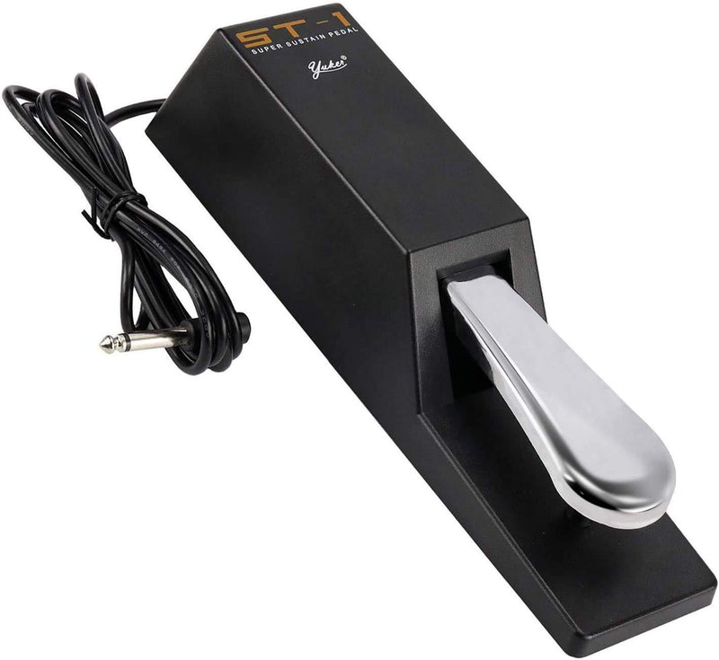 Sustain Pedal, Yuker Universal Sustaining Pedal for MIDI Keyboards,Digital Pianos, 1/4" Foot Pedal with Polarity Switch, 6 Feet Cable - Black