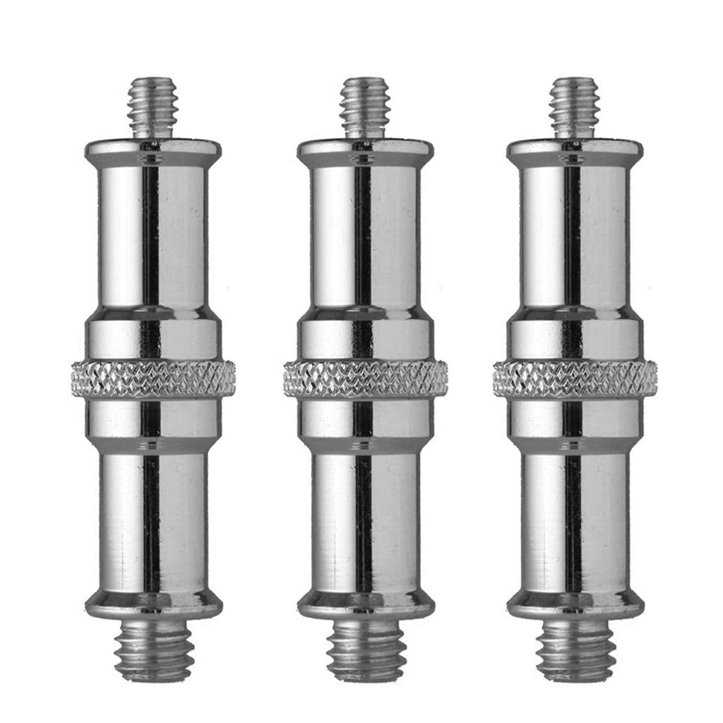 3 Pieces Standard 1/4 to 3/8 inch Metal Male Convertor Threaded Screw Adapter Spigot Stud for Studio Light Stand, Hotshoe/Coldshoe Adapter, Ball Head, Wireless Flash Receiver, Trigger