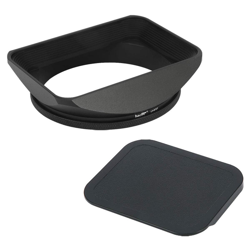 Haoge 72mm Square Metal Screw-in Mount Lens Hood Shade with Cap for 72mm Canon Nikon Sony Leica Leitz Carl Zeiss Voigtlander Nikkor Panasonic Fujifilm Olympus Lens and Other 72mm Filter Thread Lens