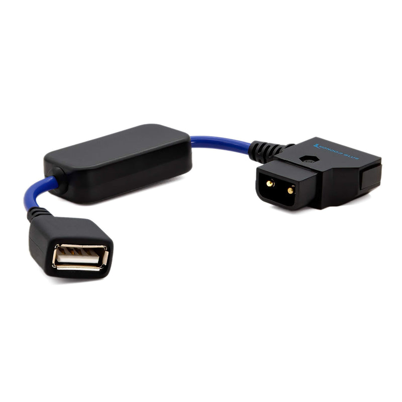 KONDOR BLUE 5V D-Tap P-Tap to USB Converter Short Cable for Anton Bauer Gold Mount/Sony V-Mount Camera Battery