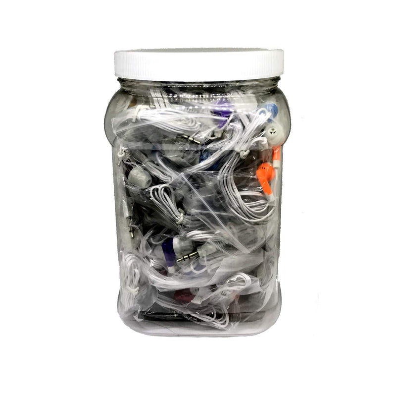 TFD Supplies Wholesale Bulk Earbuds Headphones 50 Pack in Storage Tub - Mixed Colors