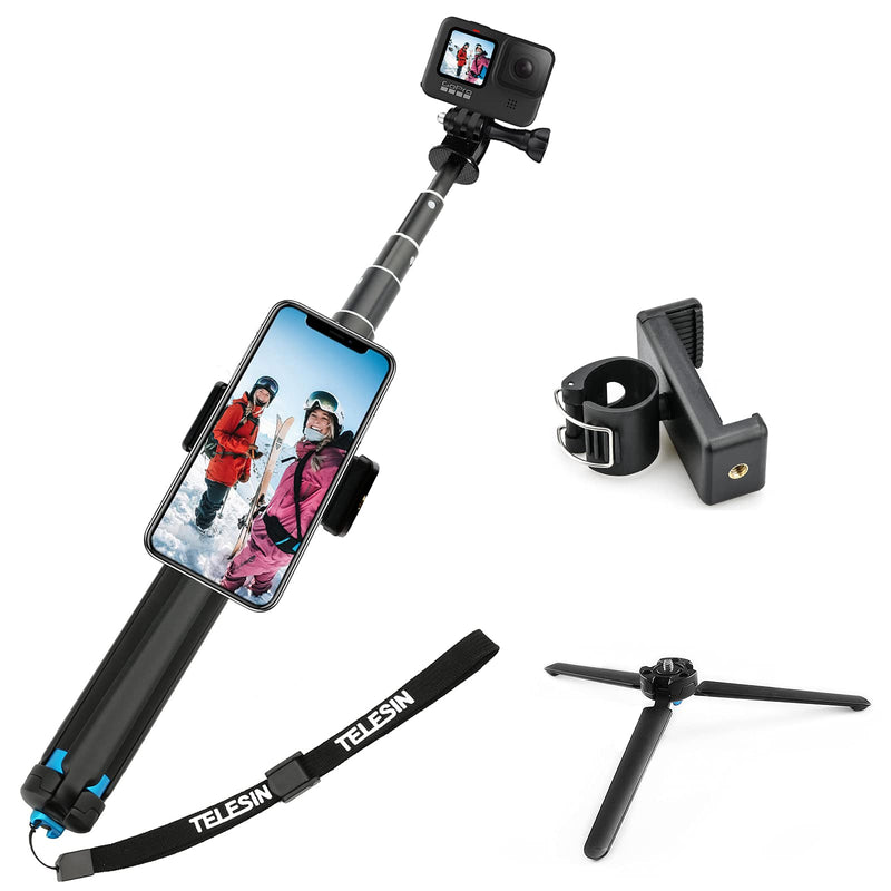 AFAITH Upgraded Pole for GoPro, Aluminum Alloy GoPro Selfie Stick with Stable Tripod Waterproof Handheld Monopod for GoPro Hero 8 Black/Hero 9 Black/7/6/5/4/ Osmo Action Camera/Xiao Yi Action Camera