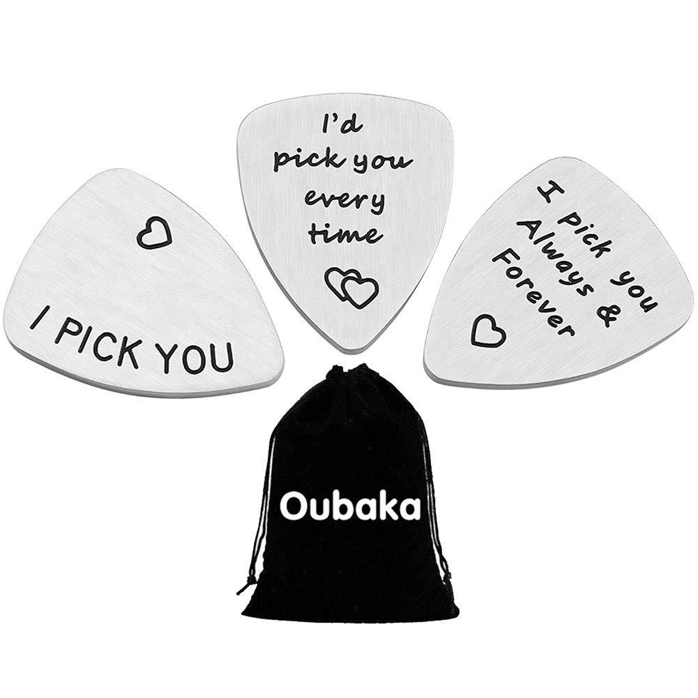 3Pcs Guitar Picks,I Pick You& I'd Pick You Every Time&I Pick You Always&Forever Guitar Pick Gift for Him Musician Husband Boyfriend Fiance Dad 3 Pack Guitar Picks