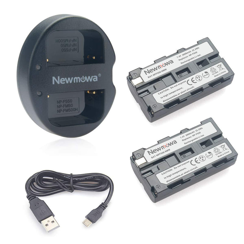 Newmowa NP-F550 Replacement Battery (2-Pack) and Dual USB Charger Kit for Sony NP-F550 and Sony CCD-SC55 TR516 TR716 TR818 TR910 TR917