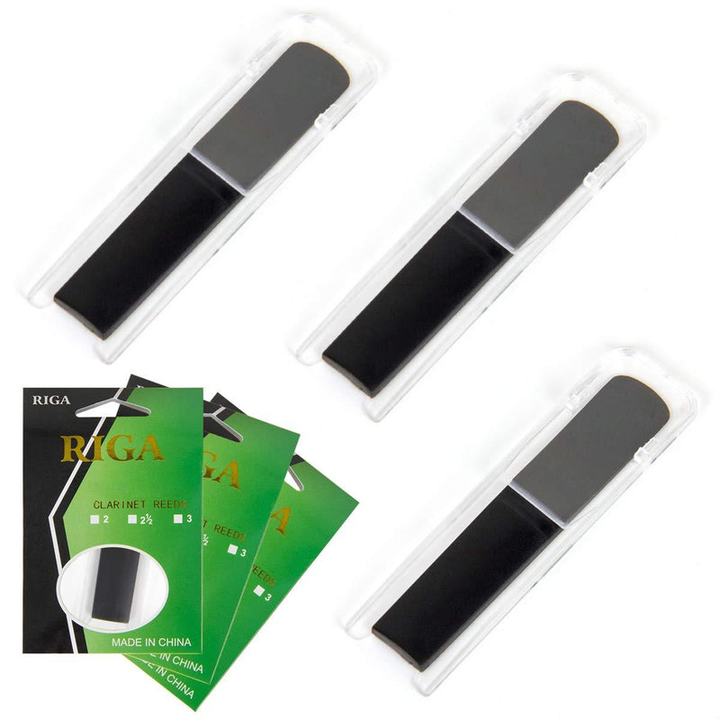lotmusic Clarinet Reed Strength 2.5 for Beginner Student Synthetic Resin Reeds Pack of 3 (Black) Black