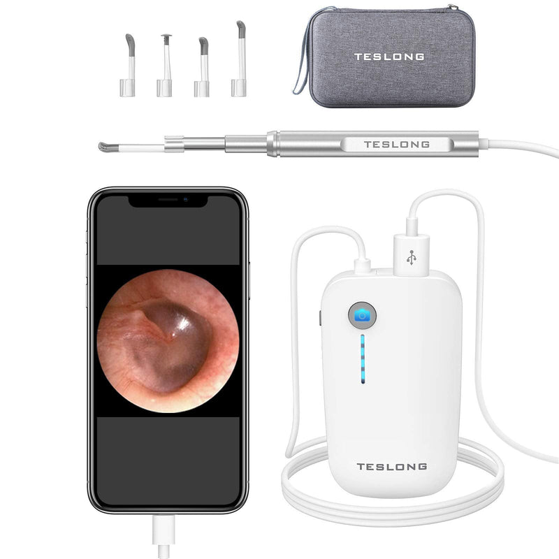 [AUSTRALIA] - Teslong Digital Otoscope with Ear Wax Remover, Teslong Ear Camera with Ear Wax Removal Tools, Video Ear Scope Otoscope with Light for iPhone, iPad, Android Phone, USB, Ear Picks, Waterproof, 1080p HD 