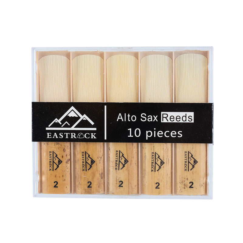 EASTROCK Saxophone Reeds 2.0/2.5/3.0 for Alto Saxophone Strength 2.0-10 Pack with Plastic Case Designed for Beginners