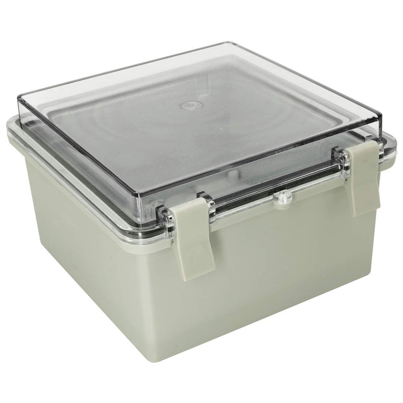 LMioEtool ABS Plastic Dustproof Waterproof IP65 Junction Box Hinged Shell Universal Electrical Project Enclosure Gray, with PC Transparent Clear Cover 5.9 x 5.9 x 3.5inch(150 x150 x90mm) 5.9"x5.9"x3.5" CC