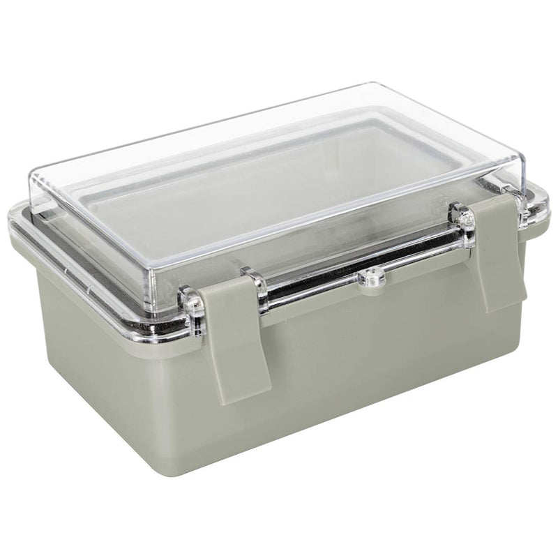 LMioEtool ABS Plastic Dustproof Waterproof IP65 Junction Box Hinged Shell Universal Electrical Project Enclosure Gray, with PC Transparent Clear Cover 5.9 x 3.9 x 2.8inch(150 x100 x70mm) 5.9"x3.9"x2.8" CC