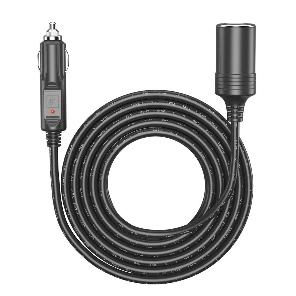 Car Charger Extension 5M Cable - Extra Long Cable 5.0 Metre with Female Inline Socket Connector Suitable to Power Tyre Inflators Vacuum Cleaners and Other Portable Equipment Durable Power Supply Lead.