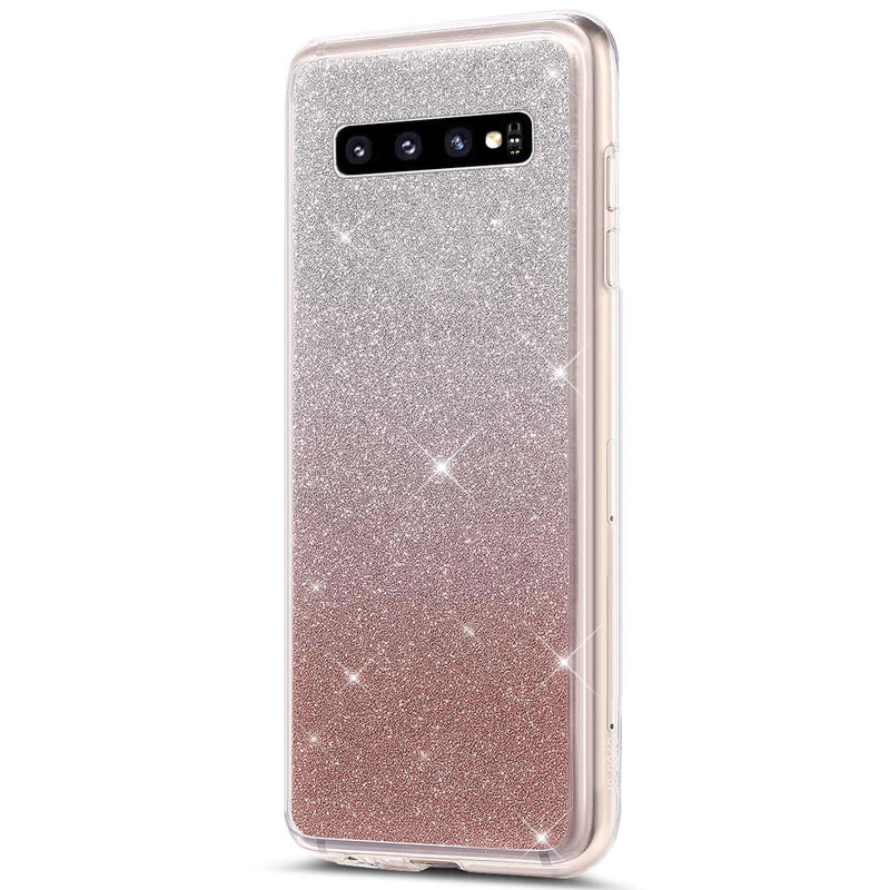 Galaxy S10 Plus Case,Galaxy S10 Plus Cover,Ultra Thin Frosted Glitter Gradient Color Plastic Soft TPU Silicone Rubber Bumper Back Shockproof Case for Samsung Galaxy S10 Plus (2019),Rose Gold Rose Gold