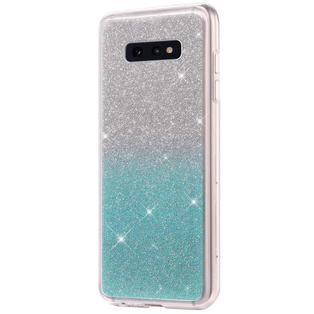 Galaxy S10E Case,Galaxy S10E Cover,Ultra Thin Frosted Glitter Gradient Color Plastic Soft TPU Silicone Rubber Bumper Back Shockproof Case Cover for Samsung Galaxy S10E (2019),Cyan Cyan