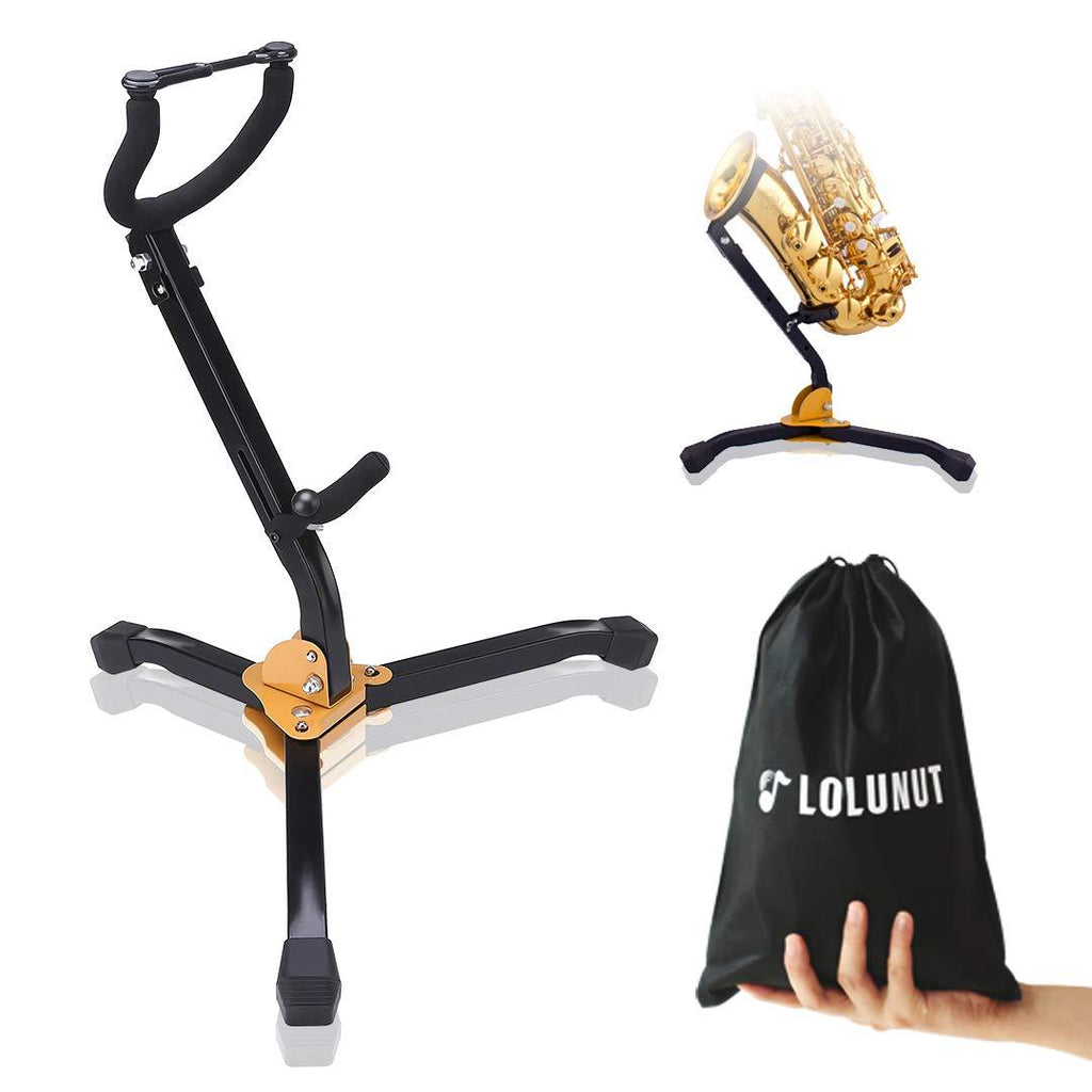 LOLUNUT Saxophone Stand, Foldable Alto/Tenor Sax Stand, Adjustable Metal Triangle Base Design