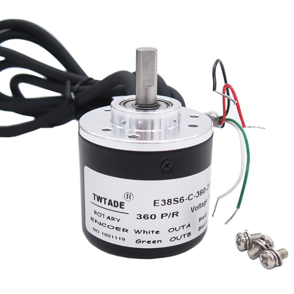 TWTADE/ 360P/R Incremental Rotary Encoder DC 5-24V Wide Voltage Power Supply 6mm Shaft AB Two Phases 360P/R