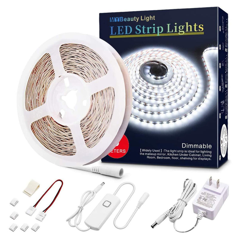 [AUSTRALIA] - Led Strip Lights 16.4 Feet Dimmable White Led Light Strip Flexible Led Tape Light Kits with 12v Ul Power Supply, Adhesive Clips, Dimmer Switch and Connectors 16.4FT 