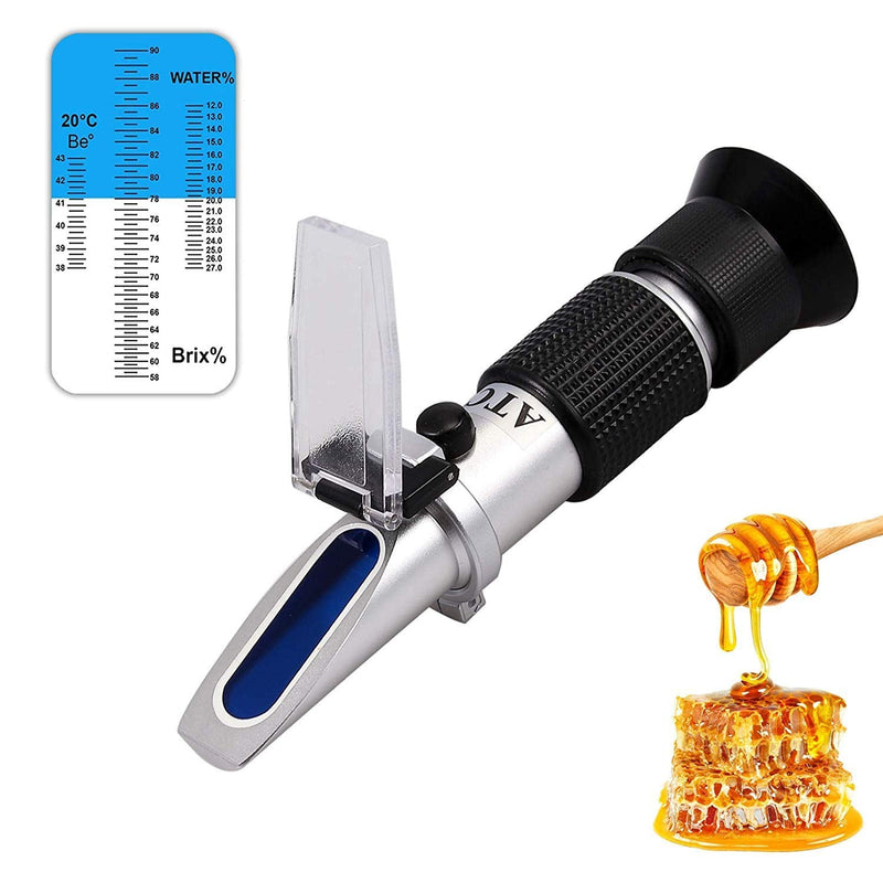 AUTOUTLET 3-in-1 Honey Refractometer for Honey Moisture, Brix and Baume, 58-90% Brix Scale Range, Honey Moisture Tester with ATC, Ideal for Honey, Milk, Sugar Syrup, Fruit jam and Molasses, Beekeepers Honey Baume Refractometer
