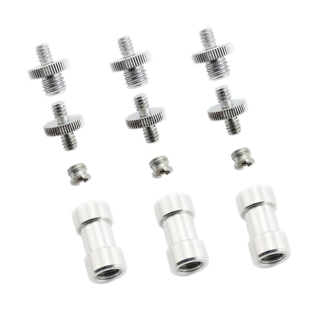 Maxmoral 3 Sets 1/4 Inch to 3/8 Inch Threaded Screw Mount Adapter Set for Camera Tripod Monopod DSLR Camera Flash Trigger - Female to Female Adapter, Male to Male Screw, Reducer Bushing Screw
